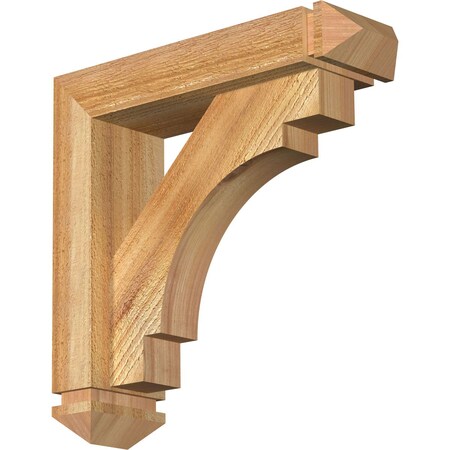 Ekena Millwork Merced Arts and Crafts Rough Sawn Bracket w/ Offset Brace, Western Red Cedar, 4"W x 14"D x 14"H BKT0402X14X14MRC03RWR